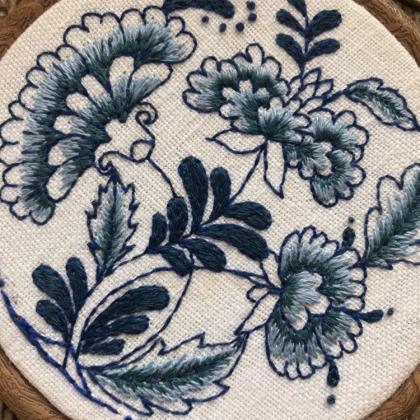 Delft blue pottery inspired hand em..