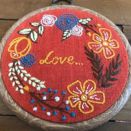 Love wreath embroidery hand embroid..