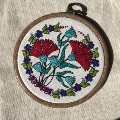 Turkish Pottery Inspired Hand Embroidered Hoop