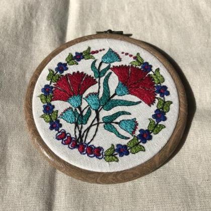 Turkish Pottery Inspired Hand Embroidered Hoop
