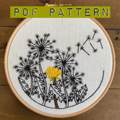 Dandelion Bloom Embroidery Pdf Pattern Diy..