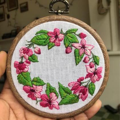 Spring blossom hand embroidered wre..
