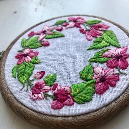 Spring blossom hand embroidered wre..