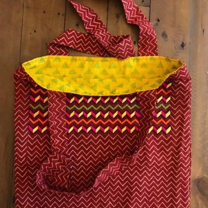 Tribal Pattern Embroidered Bag/ Embroidered Tote..