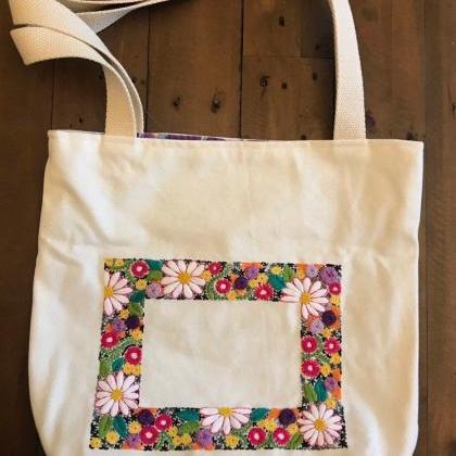 Floral pattern Embroidered Tote Bag..