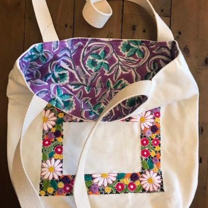 Floral pattern Embroidered Tote Bag..