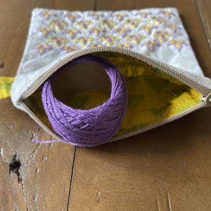 Hand Embroidered Hand Made Utility Pouch Coin..