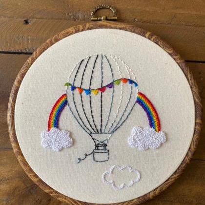 Air Balloon Rainbow In The Clouds Embroidery Pdf..