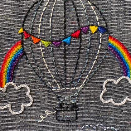 Air Balloon Rainbow In The Clouds Embroidery Pdf..