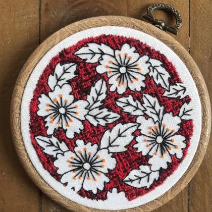Red Pottery inspired hand embroider..