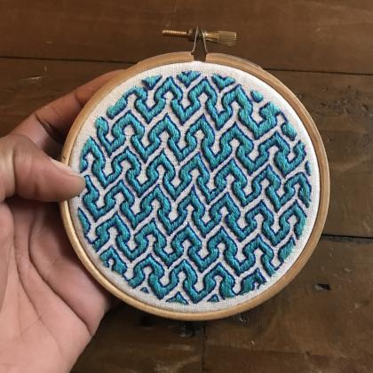 Blue Pottery embroidered hoop