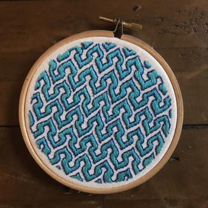 Blue Pottery embroidered hoop