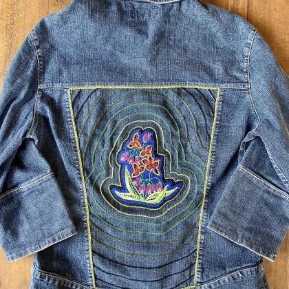 Upcycled hand embroidered hand appl..