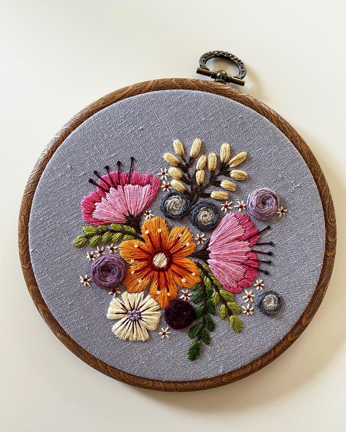 Original Floral Pastel Embroidered Hoop on Luulla